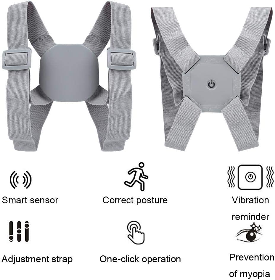 Smart Posture Corrector Vibration Belt USB Rechargeable Intelligent Vibration Induction Sensor Reminder High Elasticity Adjustable Upper Back Shoulder Lumbar Waist Support Belt for Children and Adult
