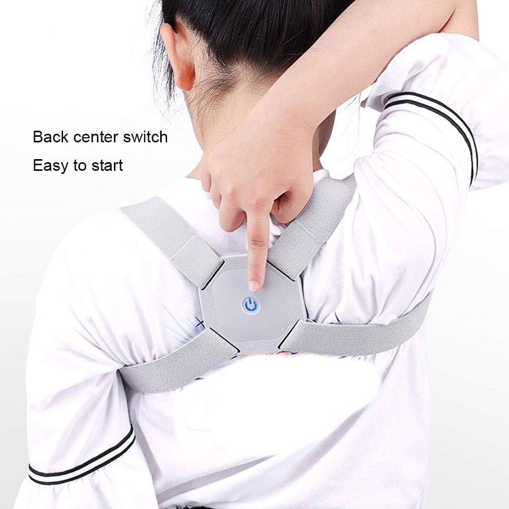 Smart Posture Corrector Vibration Belt USB Rechargeable Intelligent Vibration Induction Sensor Reminder High Elasticity Adjustable Upper Back Shoulder Lumbar Waist Support Belt for Children and Adult